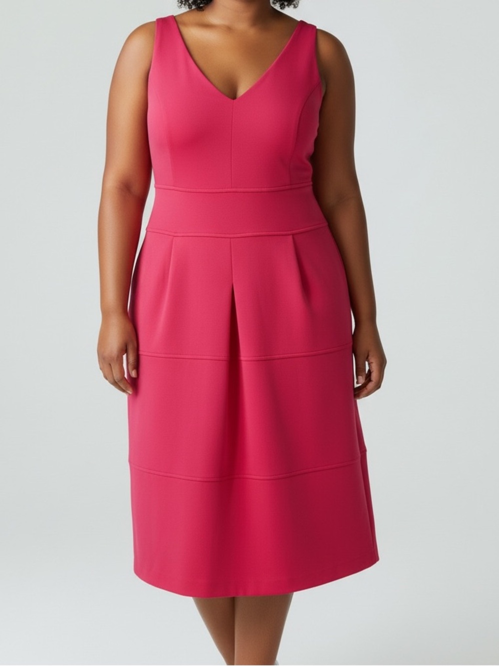 Jessica Simpson Hot Pink V-Neck Midi Dress